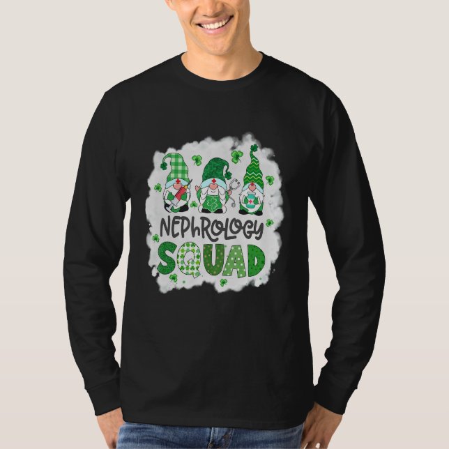 Nephrologie gebleicht Squad Gnomies St Patricks Da T-Shirt (Vorderseite)