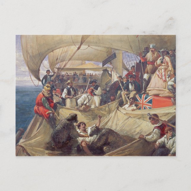 Neptun an Bord der "Newcastle"-Kreuzung Postkarte (Vorderseite)