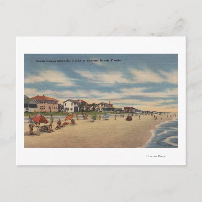 Neptun Beach, FL - Sicht auf die Zuhause Postkarte (Vorderseite)