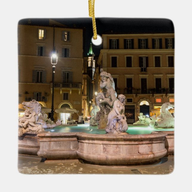 Neptun-Brunnen auf der Piazza Navona - Rom Keramikornament (Vorderseite)