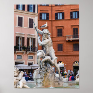 Neptun-Brunnen auf der Piazza Navona - Rom Poster