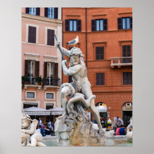 Neptun-Brunnen auf der Piazza Navona - Rom Poster