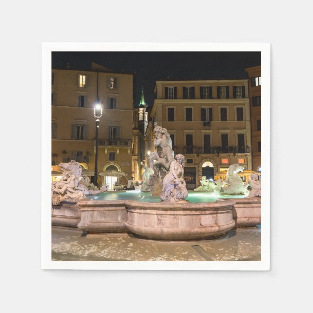 Neptun-Brunnen auf der Piazza Navona - Rom Serviette (Vorderseite)