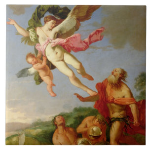 Neptun, der Coronis, 1665-70 (Öl, ausübt auf Fliese