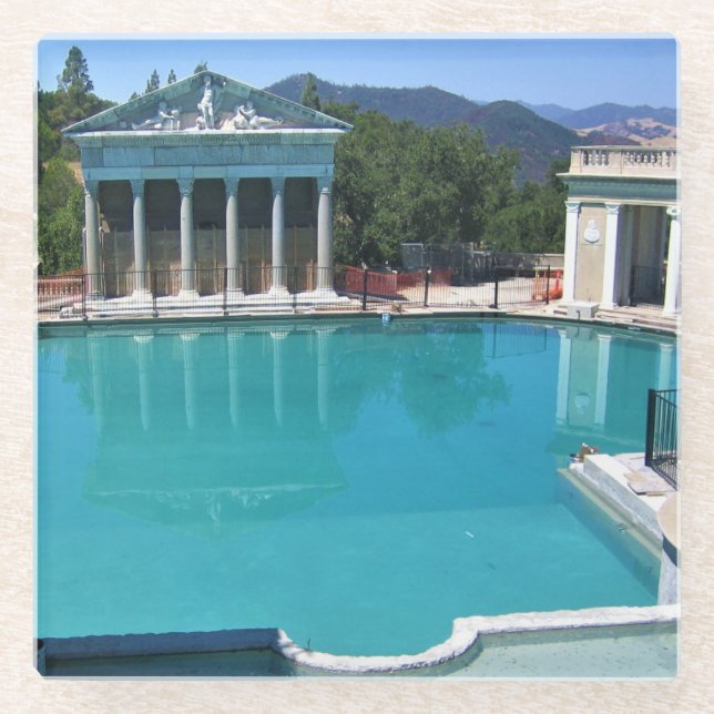 Neptun Pool am Schloss Hearst, San Simeon, CA Glasuntersetzer (Vorderseite)