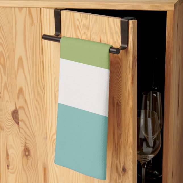 Neptun, Seashell, Grüne und Marine Streifen Geschirrtuch (Drittel gefaltet)