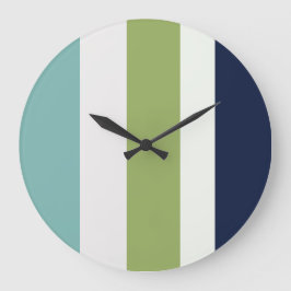 Neptun, Seashell, Grüne und Marine Streifen Große Wanduhr