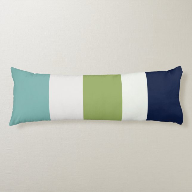 Neptun, Seashell, Grüne und Marine Streifen Seitenschläferkissen (Vorderseite)