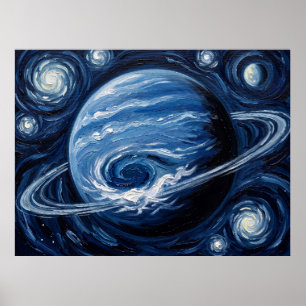 Neptun Sternennacht Weltraumlandschaft Poster