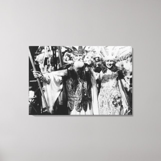 Neptun und Miss Amerika auf Karneval-Foto Leinwanddruck (Vorderseite)