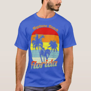Neptune Beach Florida Retro Tropische Palmen Va T-Shirt