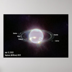 Neptune James Webb Foto NIRCam Image White Text Poster