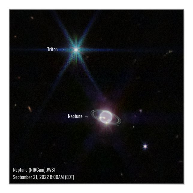 Neptune NIRCam James Webb Space Telescope Foto Poster (Vorderseite)
