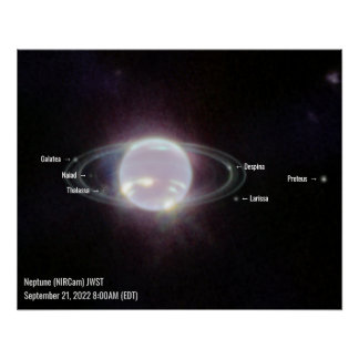 Neptune NIRCam Labeled Foto James Webb Telescope Poster