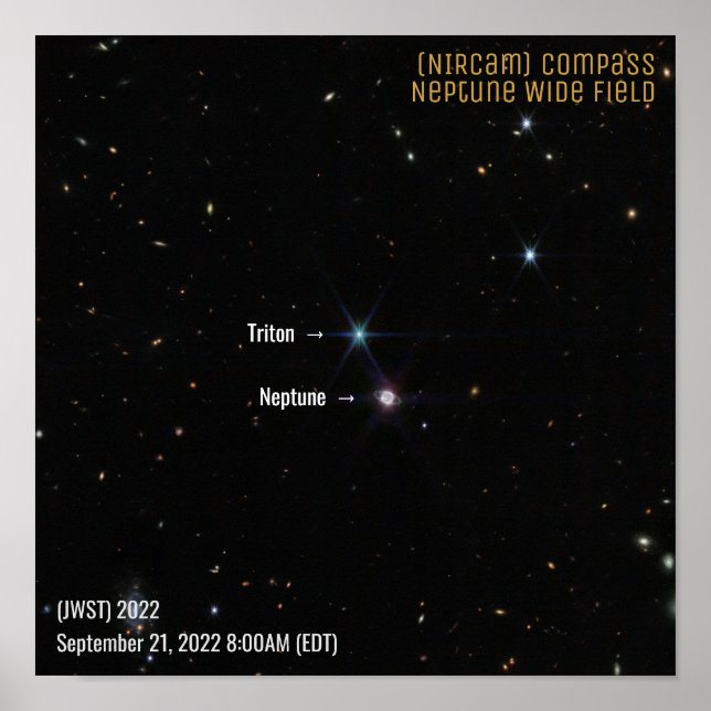 Neptune NIRCam Wide James Webb Telescope JWST Poster (Vorne)