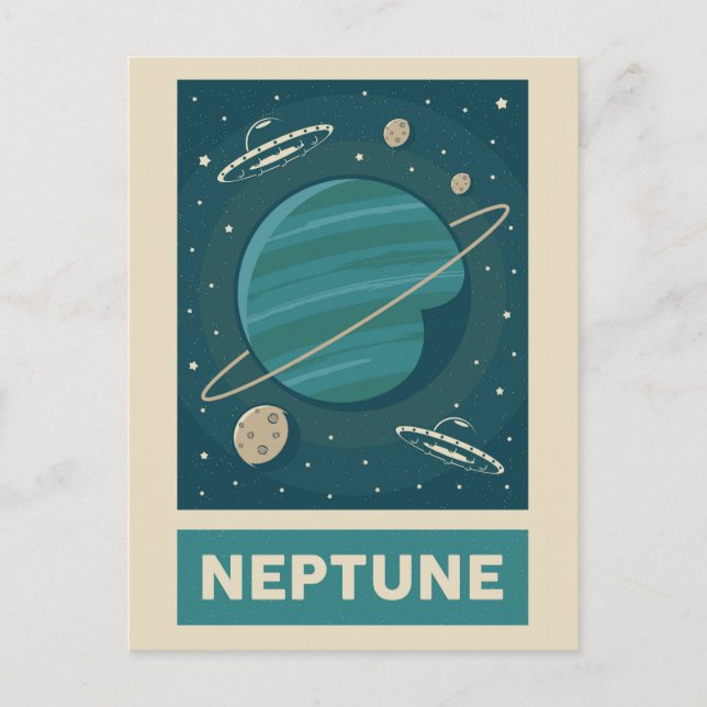Neptune Retro Galaxy UFO Postkarte (Vorderseite)