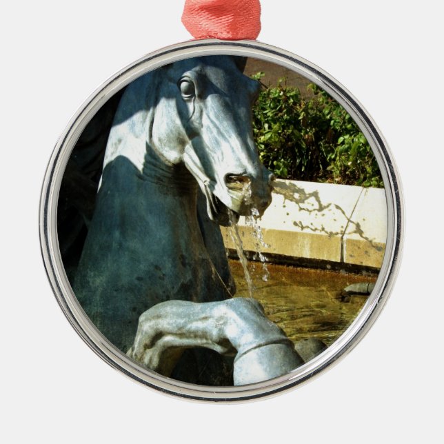 Neptun's Pferd, Plaza Fountain Detail 2 Silbernes Ornament (Vorne)