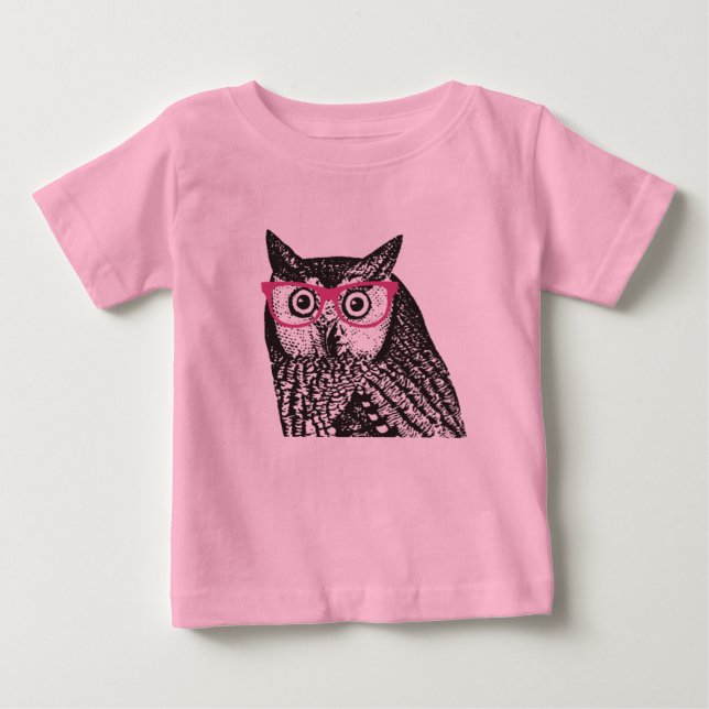 Nerd Bird Vintag Graphic Owl Baby Strampler (Vorderseite)