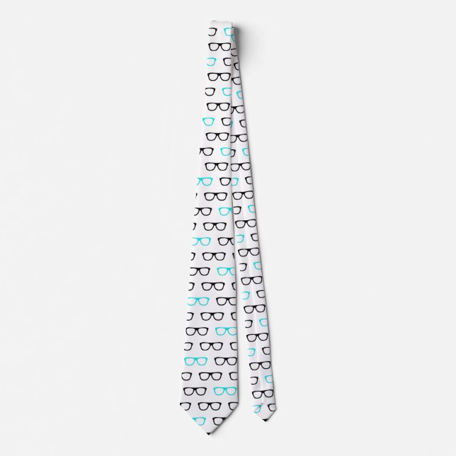Nerd-Brille blau Nerd Herren Krawatte (Vorderseite)