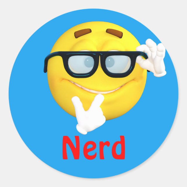 Nerd Emoji Emoticon Cartoon Face Runder Aufkleber (Vorderseite)