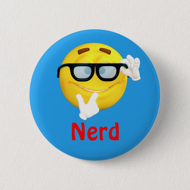 Nerd Emoji Emoticon-Cartoon-Gesicht Button (Vorderseite)