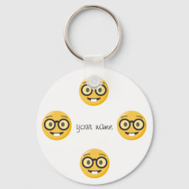 Nerd Emoji Face und '' Ihr Name hier " Schlüsselanhänger