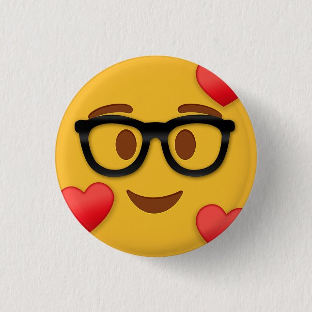 Nerd Emoji mit Herz Button (Vorderseite)