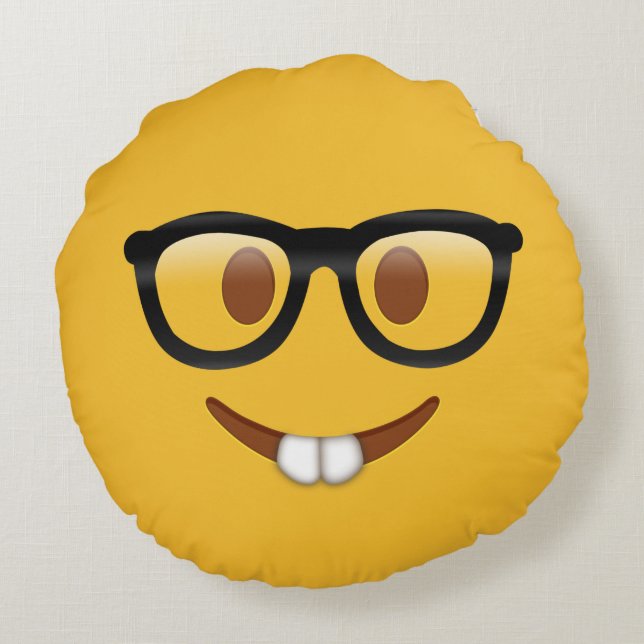 Nerd Emoji  Rundes Kissen (Rückseite)