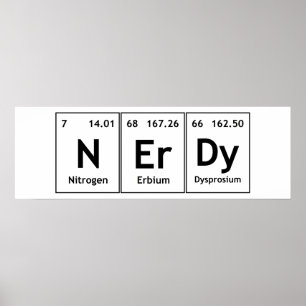 Nerd für NErDy Chemistry Periodic Table Words Elem Poster