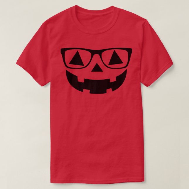 Nerd Geek Kürbislaterne Halloween Pumpace T-Shirt (Design vorne)
