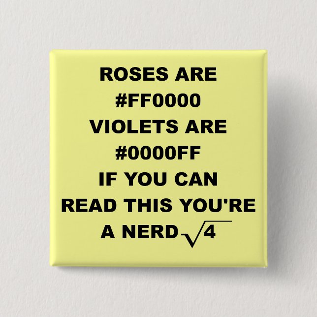 Nerd Geek Poetry Funny Button Abzeichen (Vorderseite)