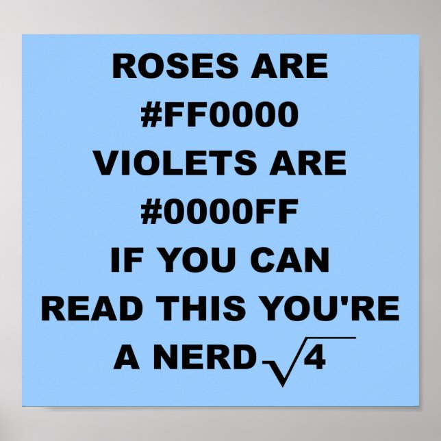 Nerd Geek Poetry Funny Poster Sign (Vorne)