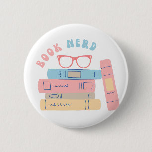 Nerd Girl Retro Design Button