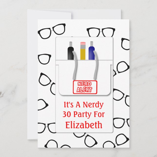 Nerd-Glas-Taschen-Schutz-Nerd-Thema-Party Einladung (Vorderseite)