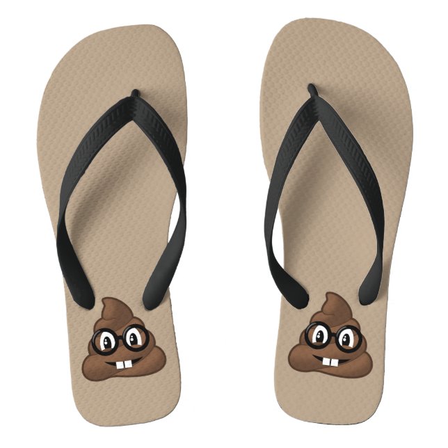 Nerd-Gläser kacken Emoji Flip Flops (Fußbett)