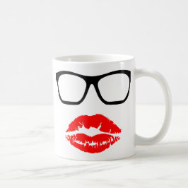 Nerd Glasses und Lipstick Kiss Tasse