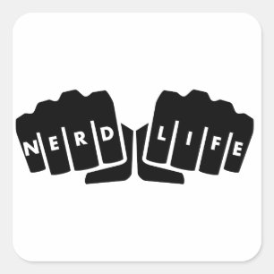 Nerd Life Knuckle Tattoo Quadratischer Aufkleber
