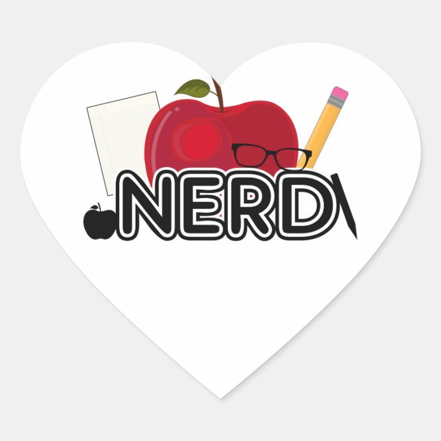 Nerd - Logo Herz-Aufkleber (Vorderseite)