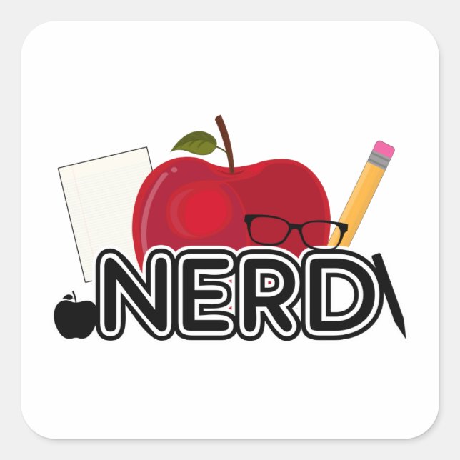 Nerd - Logo Quadratischer Aufkleber (Vorderseite)
