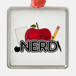 Nerd - Logo Silbernes Ornament