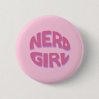 Nerd-Mädchen-grundlegender Knopf Button
