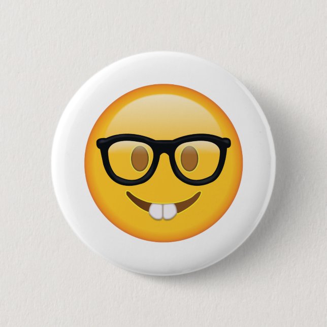 Nerd mit Brille - Emoji Button (Vorderseite)