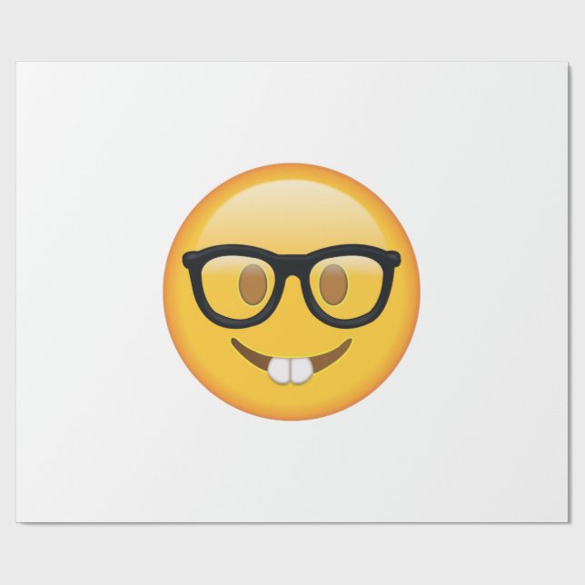 Nerd mit Brille - Emoji Geschenkpapier (Flach)