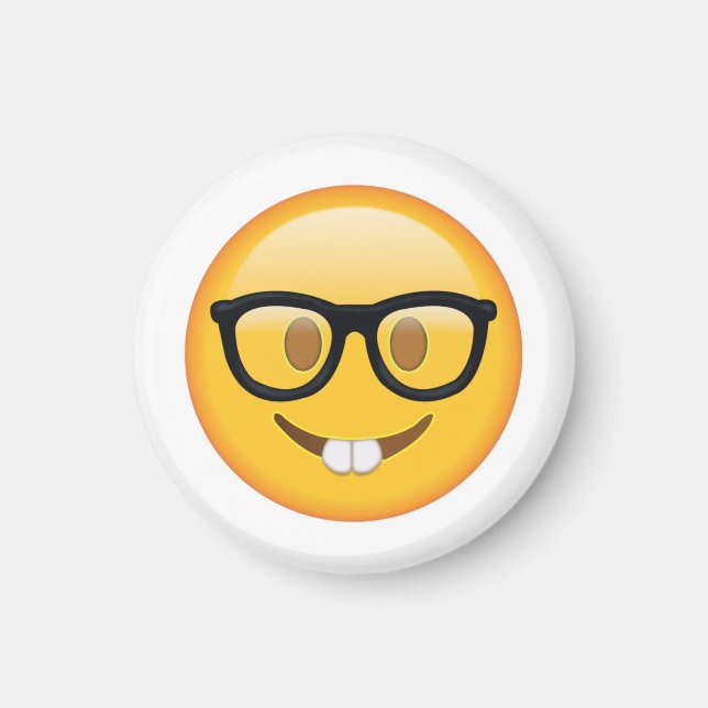 Nerd mit Brille - Emoji Magnet (Vorne)