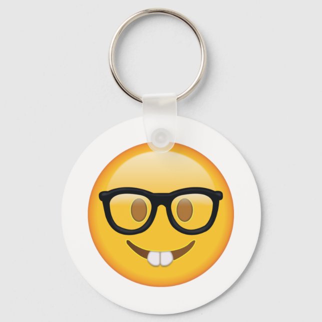 Nerd mit Brille - Emoji Schlüsselanhänger (Vorderseite)