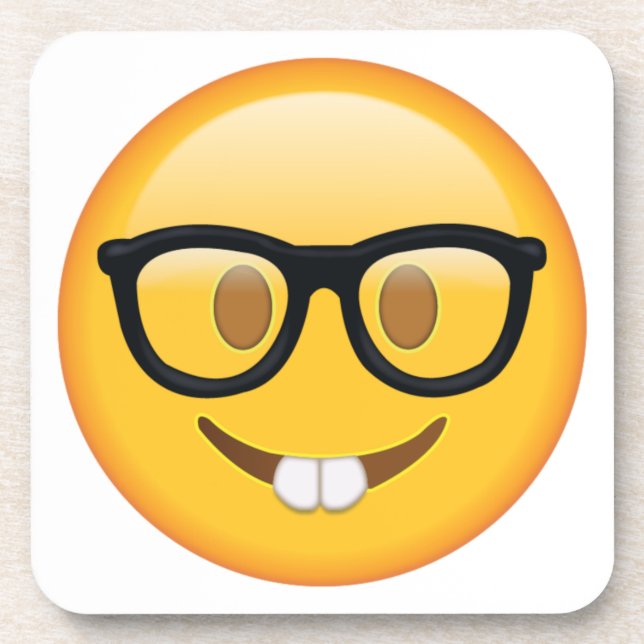 Nerd mit Brille - Emoji Untersetzer (Vorderseite)