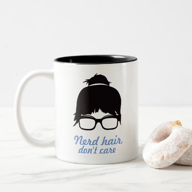Nerd-unordentliche Brötchen-Haar-Kaffee-Tasse Zweifarbige Tasse (Mit Donut)
