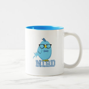 Nerd-Vogel Süßer blauer Vogel mit Brille Zweifarbige Tasse