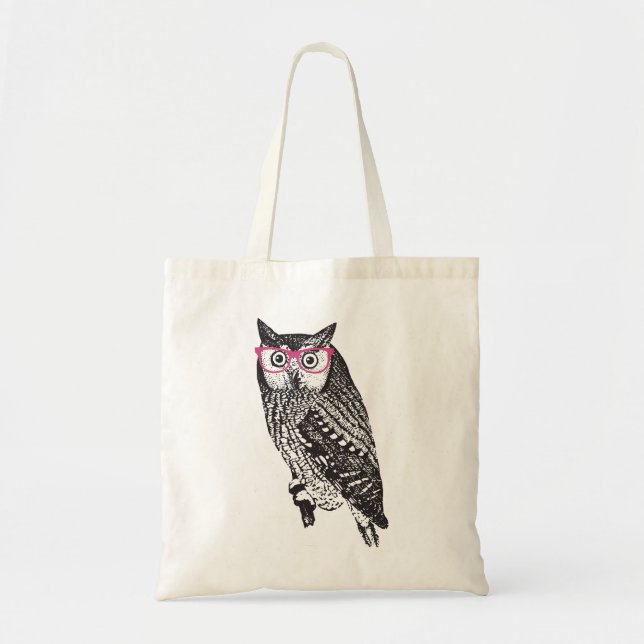 Nerd-Vogel-Vintage grafische Tragetasche (Vorne)