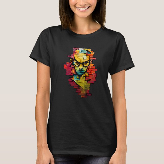 Nerdcore Grafitti Geeksta Rap Nerd auf der T-Shirt (Vorderseite)